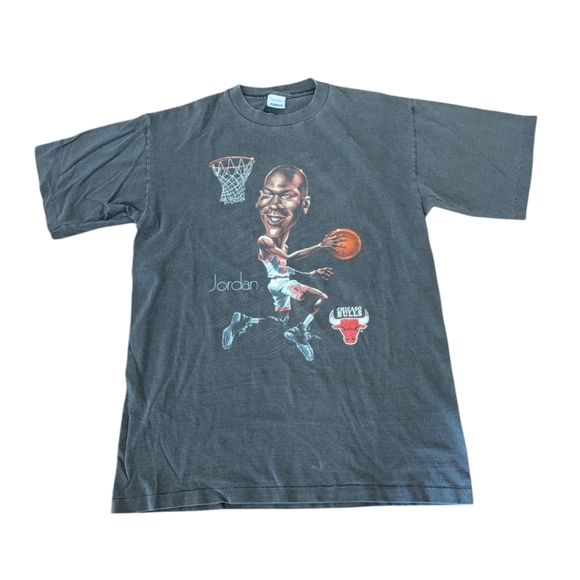 Vtg 1991 Jordan Chicago Bulls Bobblehead Blackish Gray Basketball Graphic Tee - Picture 5 of 6